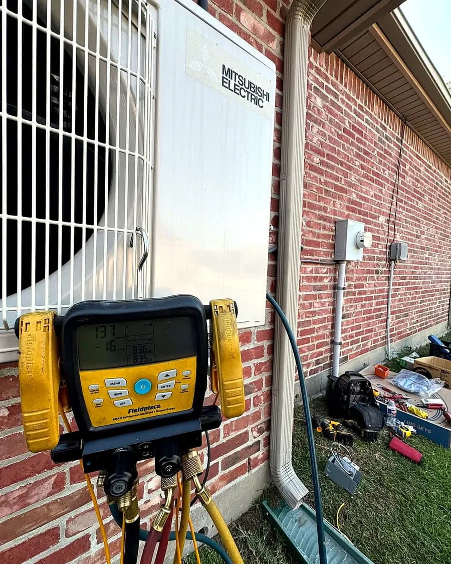 Technician pressure check during mini split installation